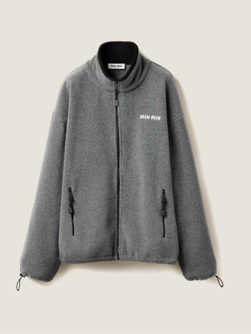 Miu Miu Grey Zip-Up Fleece Jacket
